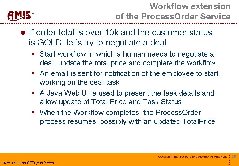 Workflow extension of the Process. Order Service If order total is over 10 k