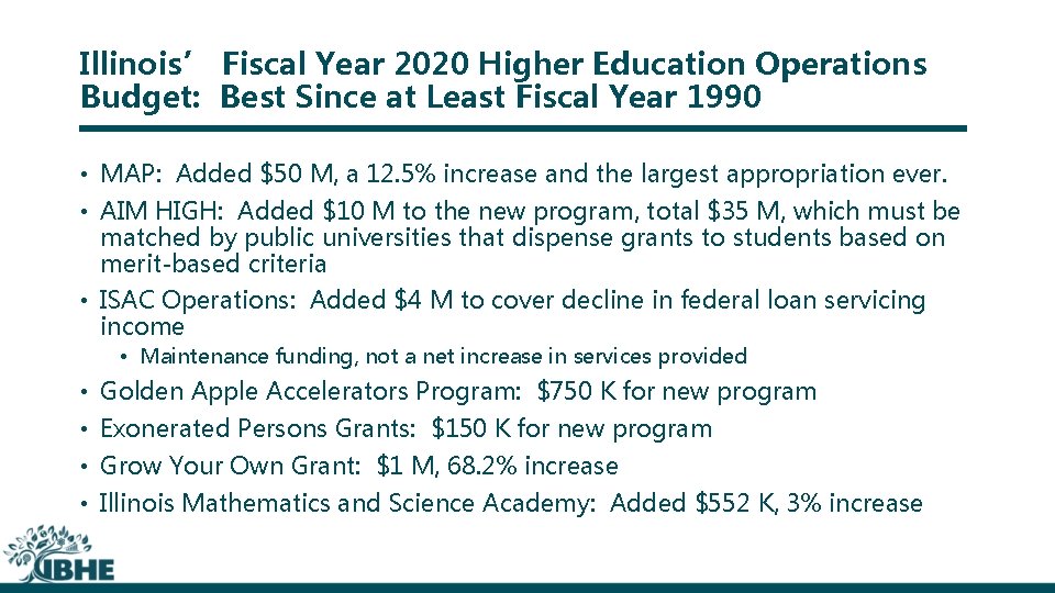 Illinois Fiscal Year 2021 Higher Education Budget Context