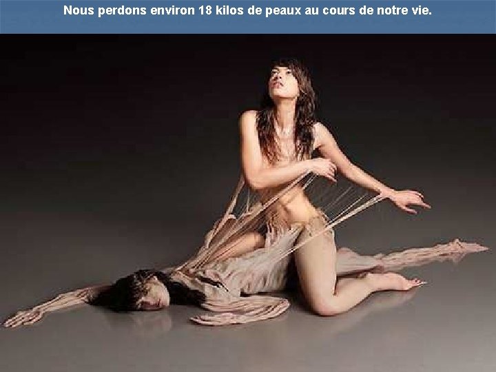 Nous perdons environ 18 kilos de peaux au cours de notre vie. 