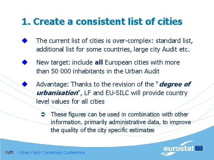 1. Create a consistent list of cities u The current list of cities is