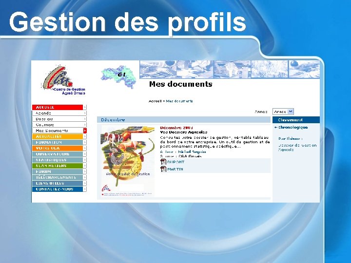 Gestion des profils 