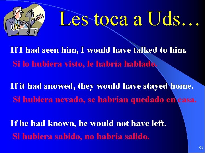 Les toca a Uds… If I had seen him, I would have talked to