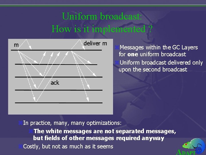 Uniform broadcast: How is it implemented ? deliver m m z. Messages within the