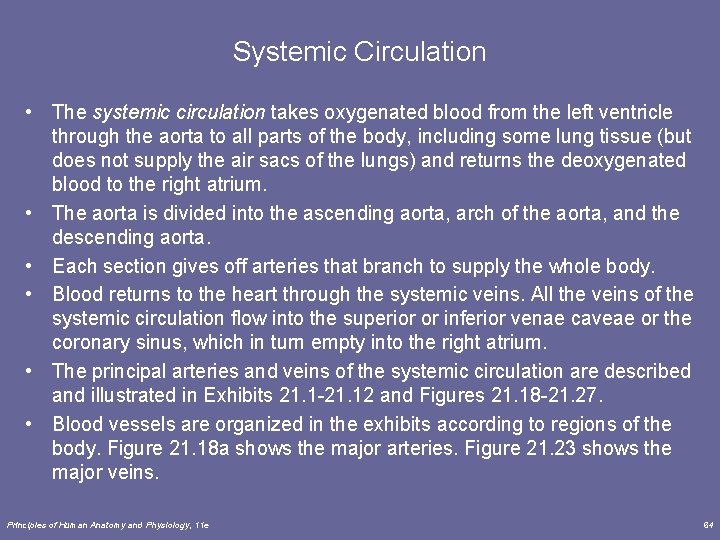Systemic Circulation • The systemic circulation takes oxygenated blood from the left ventricle through Systemic Circulation • The systemic circulation takes oxygenated blood from the left ventricle through