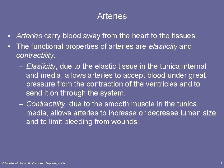 Arteries • Arteries carry blood away from the heart to the tissues. • The Arteries • Arteries carry blood away from the heart to the tissues. • The