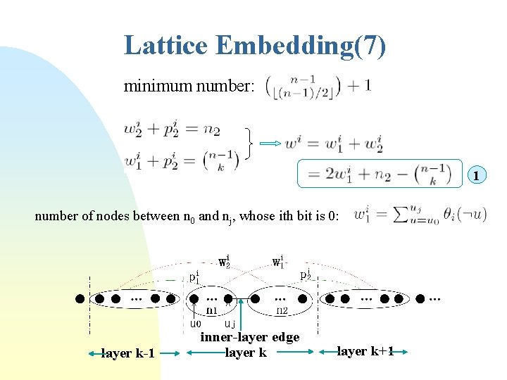 Lattice Embedding(7) minimum number: 1 number of nodes between n 0 and nj, whose