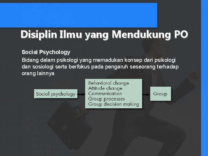 Disiplin Ilmu yang Mendukung PO Social Psychology Bidang dalam psikologi yang memadukan konsep dari
