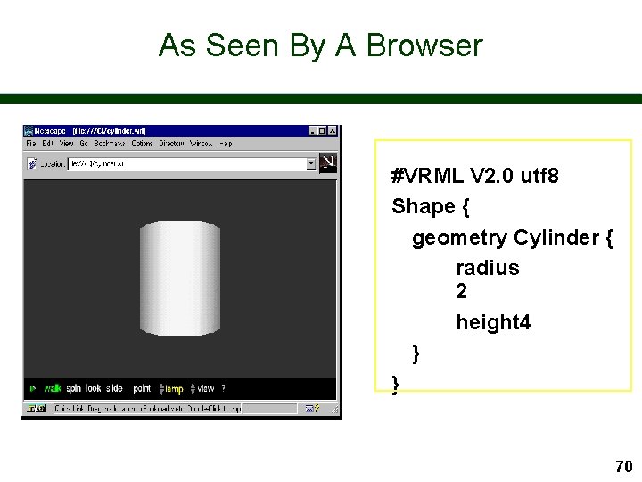As Seen By A Browser #VRML V 2. 0 utf 8 Shape { geometry