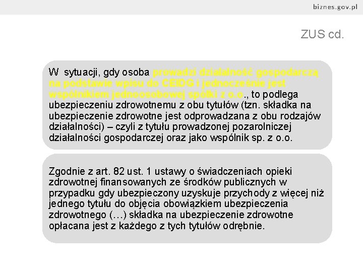 ZUS cd. W sytuacji, gdy osoba prowadzi działalność gospodarczą na podstawie wpisu do CEIDG