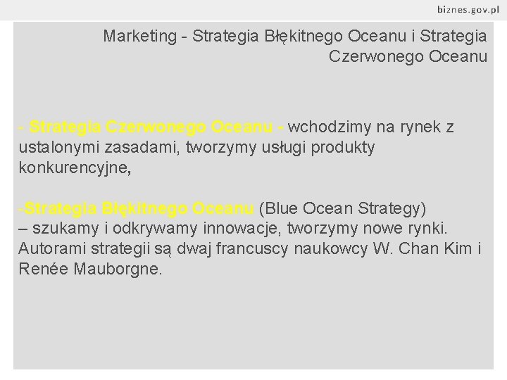 Marketing - Strategia Błękitnego Oceanu i Strategia Czerwonego Oceanu - wchodzimy na rynek z