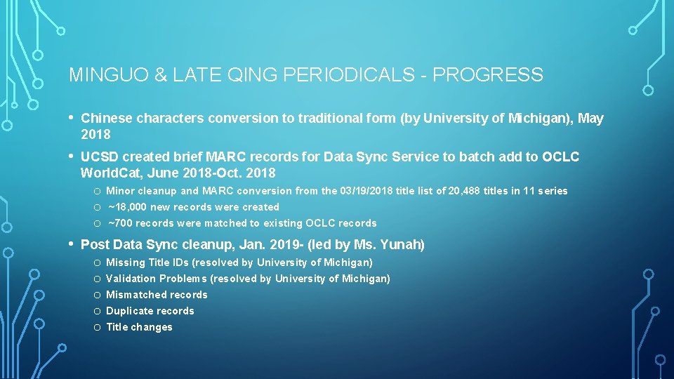 MINGUO & LATE QING PERIODICALS - PROGRESS • Chinese characters conversion to traditional form