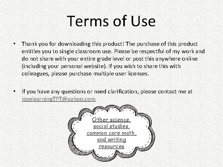 Terms of Use • Thank you for downloading this product! The purchase of this