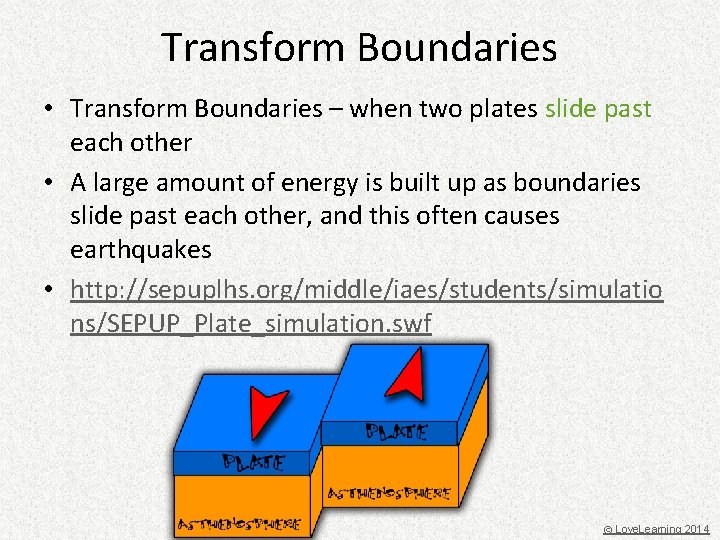 Transform Boundaries • Transform Boundaries – when two plates slide past each other •