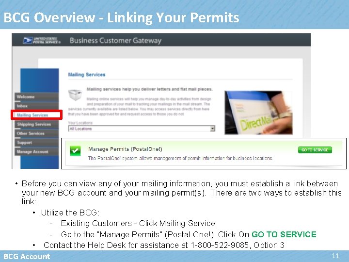 BCG Overview - Linking Your Permits • Before you can view any of your