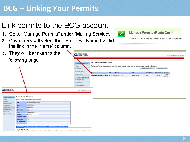 BCG – Linking Your Permits Link permits to the BCG account. 1. Go to