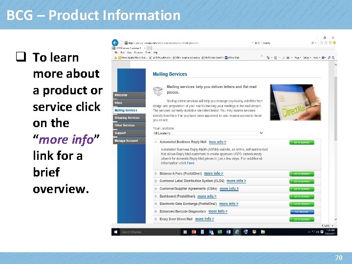 BCG – Product Information q To learn more about a product or service click