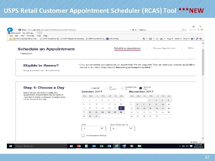 USPS Retail Customer Appointment Scheduler (RCAS) Tool ***NEW 32 