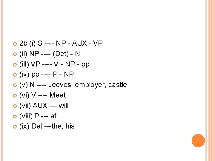 2 b (i) S ---- NP - AUX - VP (ii) NP ---- (Det)