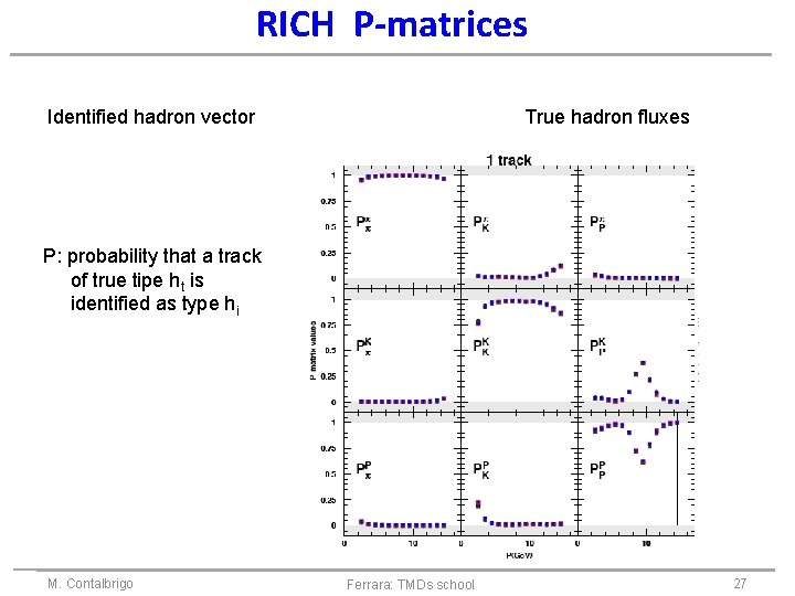 RICH P-matrices Identified hadron vector True hadron fluxes P: probability that a track of