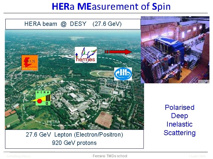 HERa MEasurement of Spin HERA beam @ DESY (27. 6 Ge. V) 27. 6