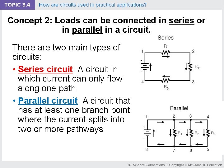 Concept 2: Loads can be connected in series or in parallel in a circuit.