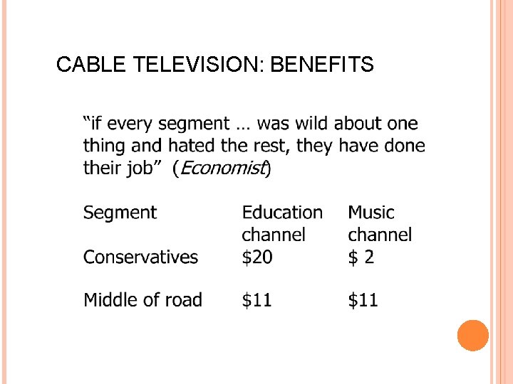 CABLE TELEVISION: BENEFITS 