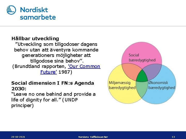 Hållbar utveckling ’’Utveckling som tillgodoser dagens behov utan att äventyra kommande generationers möjligheter att