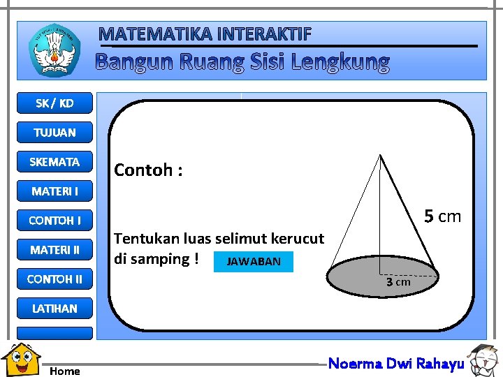 SK / KD TUJUAN SKEMATA Contoh : MATERI I 5 cm CONTOH I MATERI