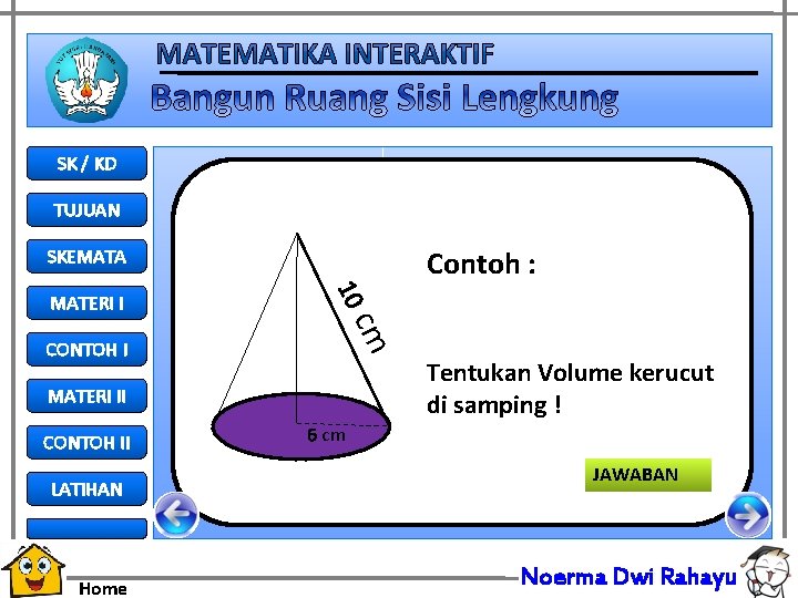 SK / KD TUJUAN SKEMATA cm CONTOH I 10 MATERI I Contoh : MATERI