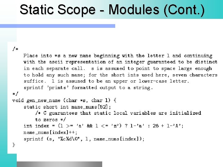 Static Scope - Modules (Cont. ) 