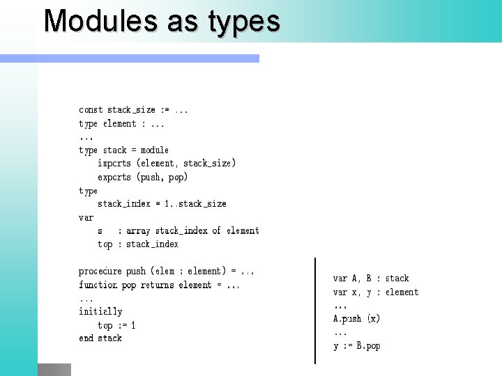 Modules as types 