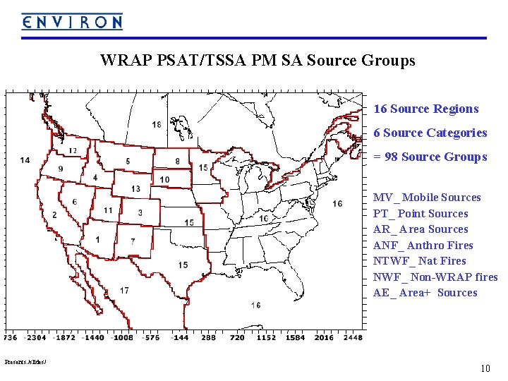 WRAP PSAT/TSSA PM SA Source Groups 16 Source Regions 6 Source Categories = 98