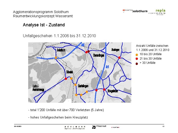 Agglomerationsprogramm Solothurn Raumentwicklungskonzept Wasseramt Analyse Ist - Zustand Unfallgeschehen 1. 1. 2006 bis 31.