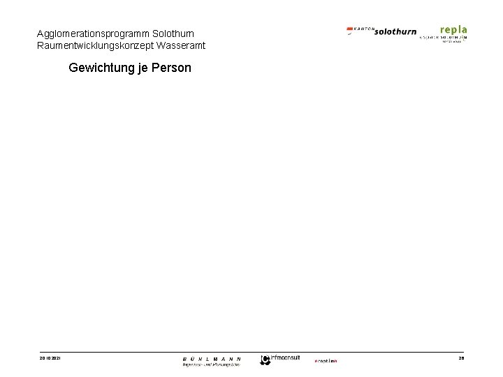 Agglomerationsprogramm Solothurn Raumentwicklungskonzept Wasseramt Gewichtung je Person 20. 10. 2021 26 