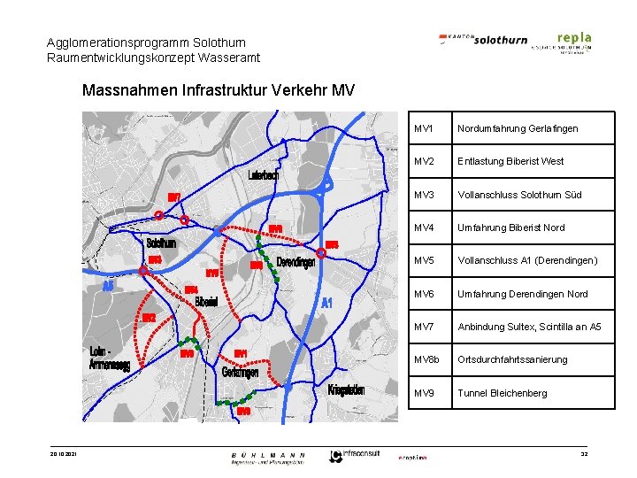 Agglomerationsprogramm Solothurn Raumentwicklungskonzept Wasseramt Massnahmen Infrastruktur Verkehr MV 20. 10. 2021 MV 1 Nordumfahrung