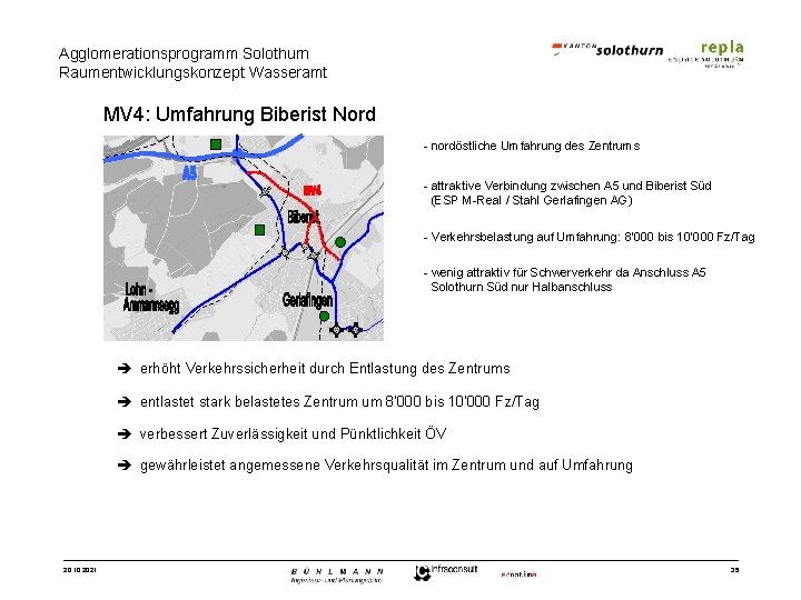 Agglomerationsprogramm Solothurn Raumentwicklungskonzept Wasseramt MV 4: Umfahrung Biberist Nord - nordöstliche Umfahrung des Zentrums