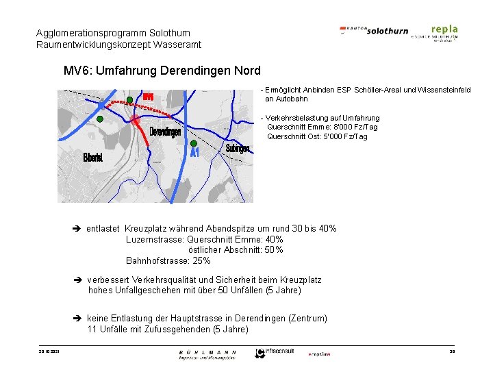 Agglomerationsprogramm Solothurn Raumentwicklungskonzept Wasseramt MV 6: Umfahrung Derendingen Nord - Ermöglicht Anbinden ESP Schöller-Areal