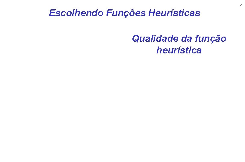 Escolhendo Funções Heurísticas Qualidade da função heurística 4 