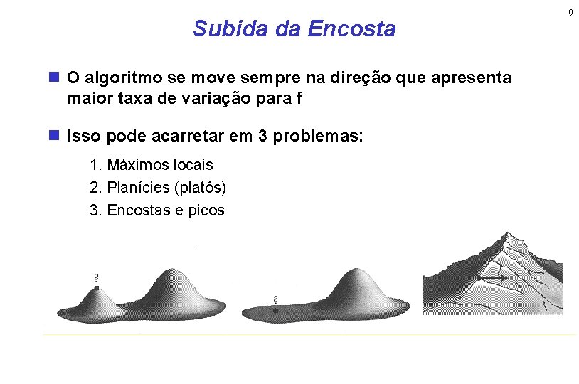 Subida da Encosta O algoritmo se move sempre na direção que apresenta maior taxa