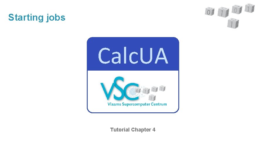 Starting jobs Calc. UA Tutorial Chapter 4 