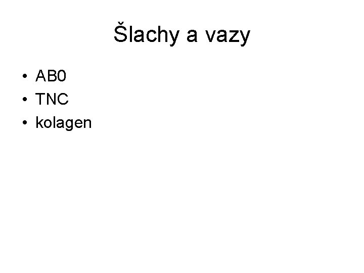 Šlachy a vazy • AB 0 • TNC • kolagen 