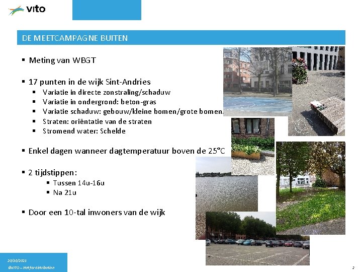 DE MEETCAMPAGNE BUITEN § Meting van WBGT § 17 punten in de wijk Sint-Andries