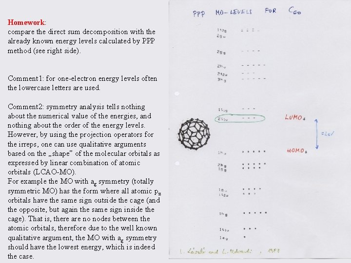 Homework: compare the direct sum decomposition with the already known energy levels calculated by