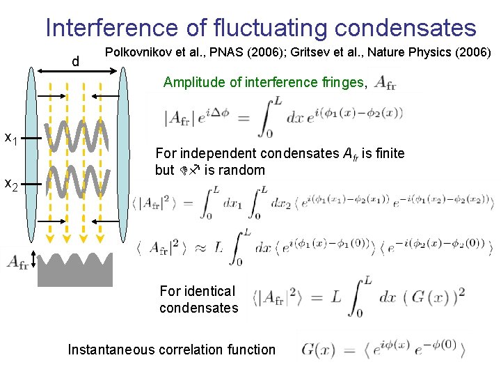 Interference of fluctuating condensates d Polkovnikov et al. , PNAS (2006); Gritsev et al.