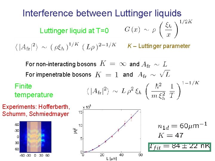 Interference between Luttinger liquids Luttinger liquid at T=0 K – Luttinger parameter For non-interacting