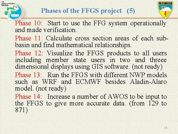 Phases of the FFGS project (5) Phase 10: Start to use the FFG system