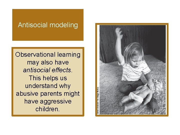 Antisocial modeling Observational learning may also have antisocial effects. This helps us understand why