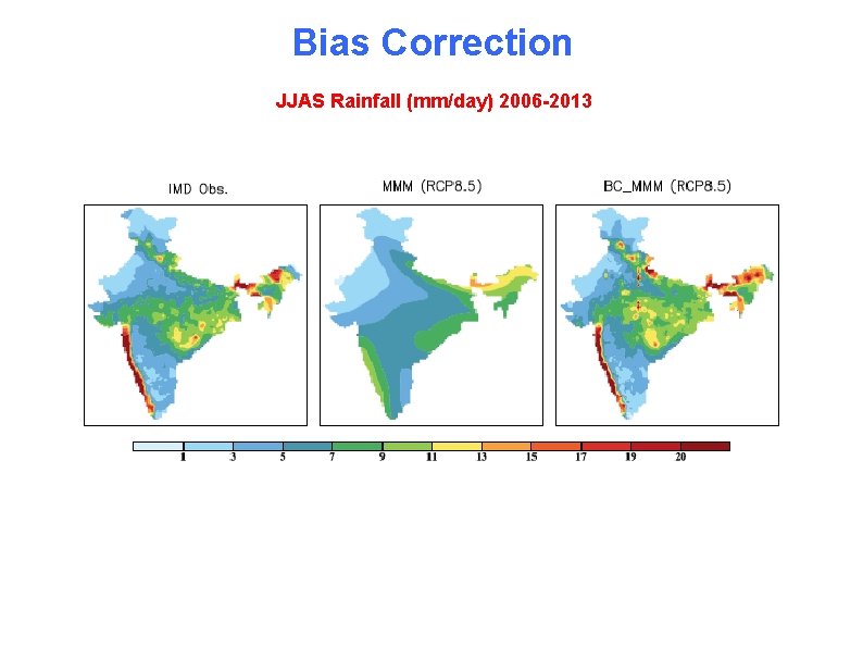 Bias Correction JJAS Rainfall (mm/day) 2006 -2013 