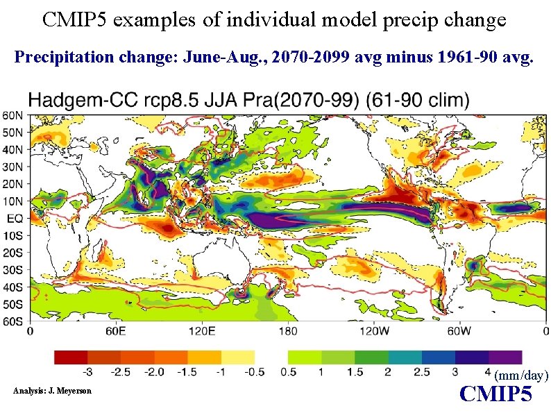 CMIP 5 examples of individual model precip change Precipitation change: June-Aug. , 2070 -2099