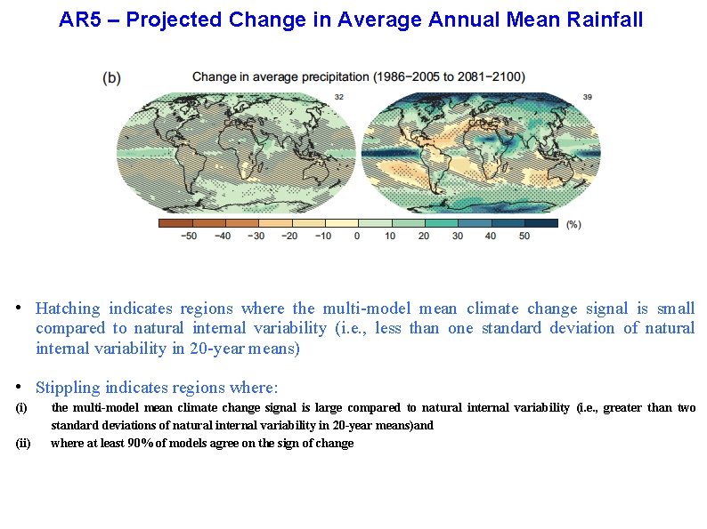 AR 5 – Projected Change in Average Annual Mean Rainfall • Hatching indicates regions